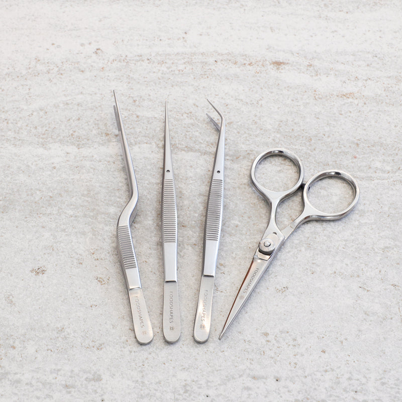 Tweezer set + scissors – fine tip